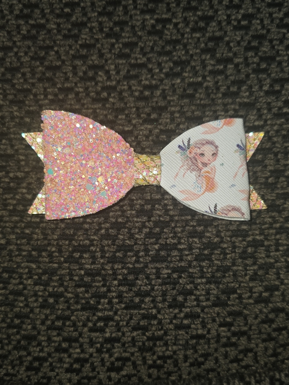 Pink Mermaid Glitter Bow Hair Clip for Kids